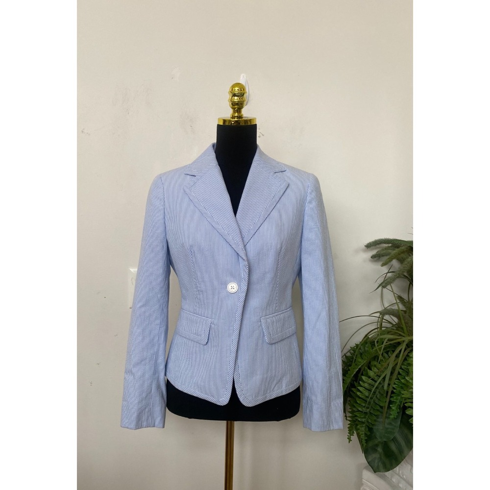 NWT Brooks Brothers Striped Stretch Cotton Seersucker Blazer Size 4, $298